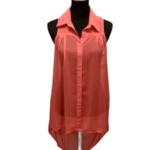 Arden B Coral Openback Sleeveless Tunic